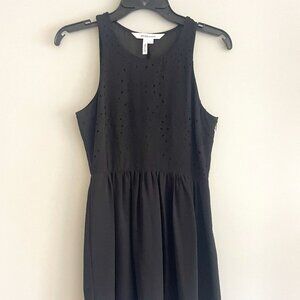 BCBGeneration Black Chiffon Eyelet A Line Dress